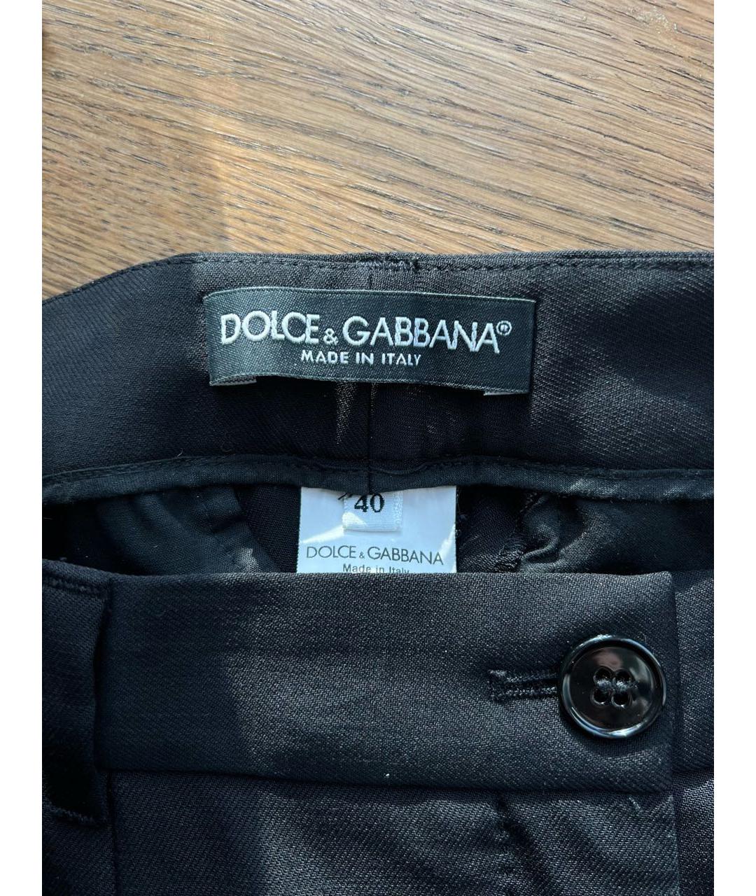 DOLCE&GABBANA Черные шерстяные прямые брюки, фото 4