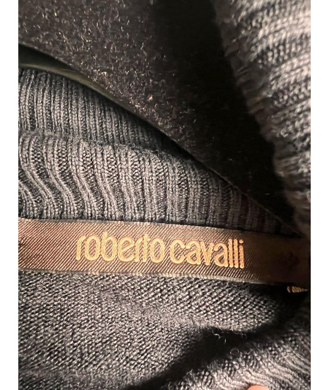 ROBERTO CAVALLI Антрацитовое шерстяное повседневное платье, фото 7