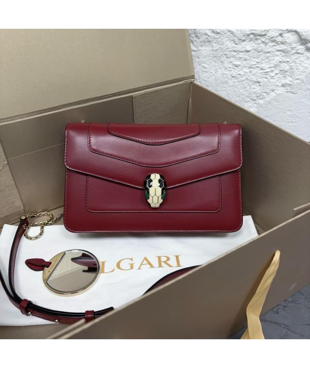 BVLGARI Красная кожаная сумка через плечо, фото 6
