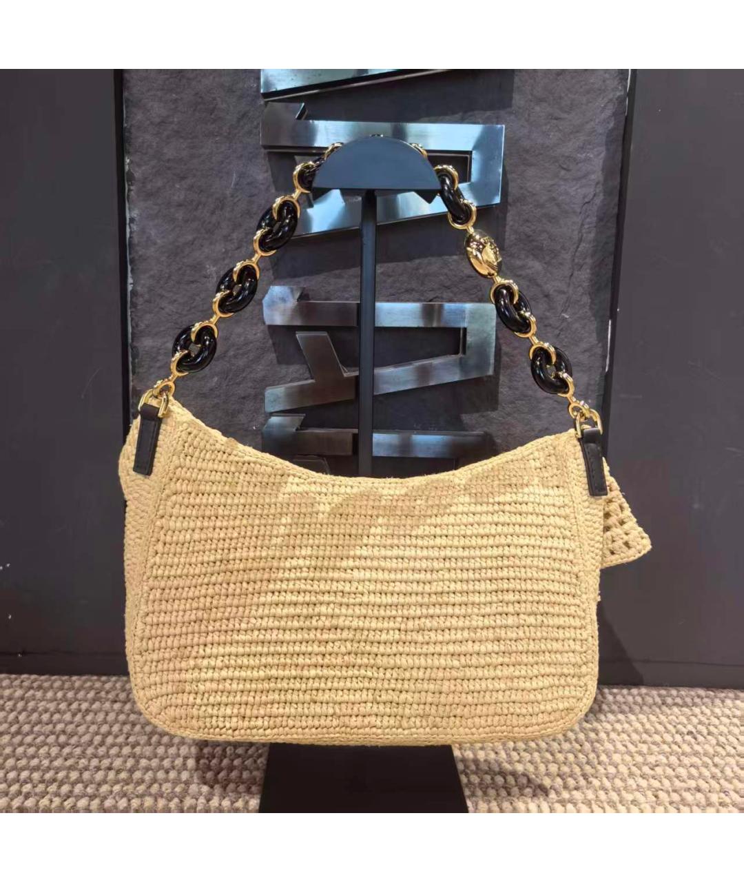 LOEWE Бежевая плетеная пляжная сумка, фото 3