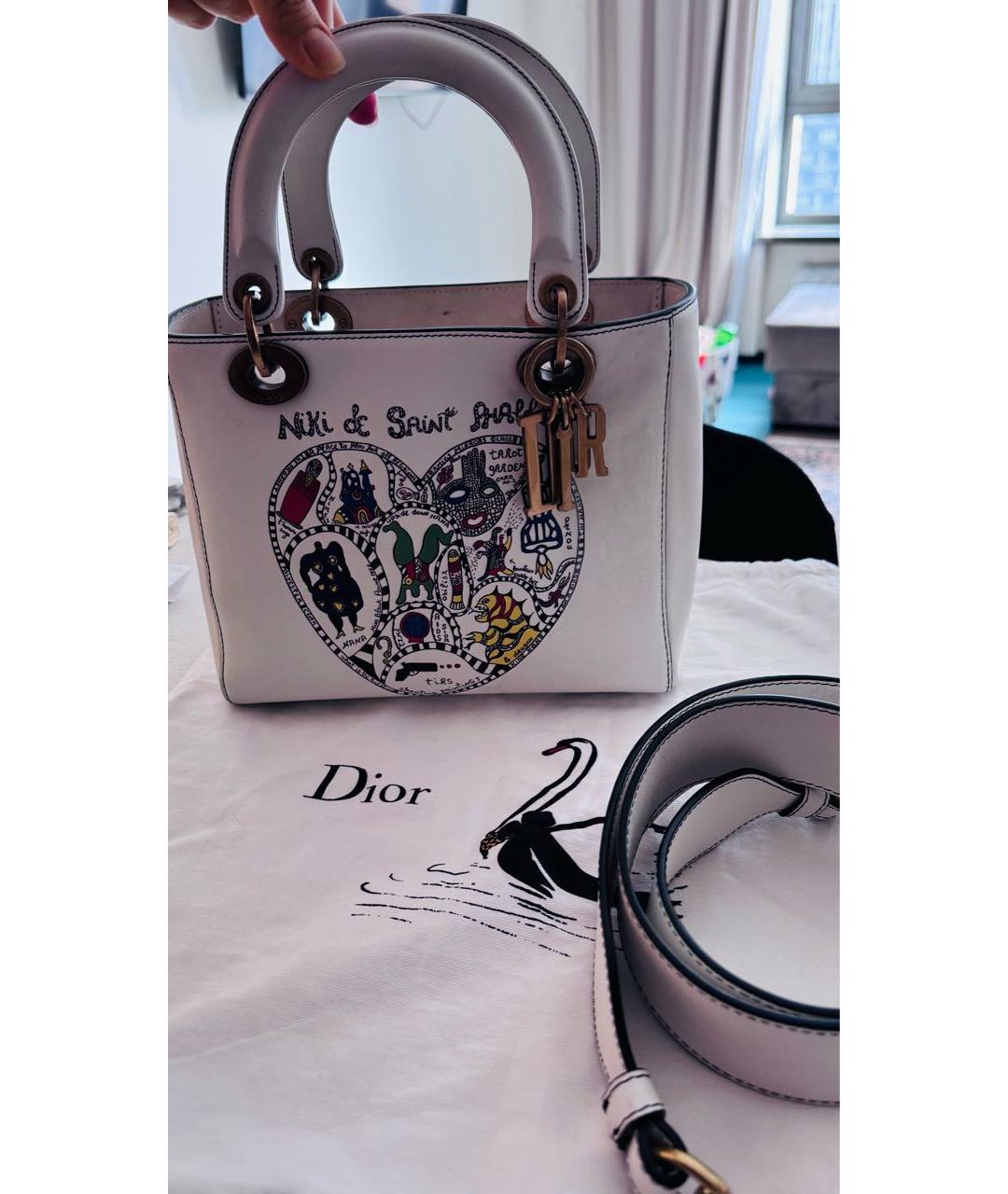 CHRISTIAN DIOR Белая кожаная сумка с короткими ручками, фото 6