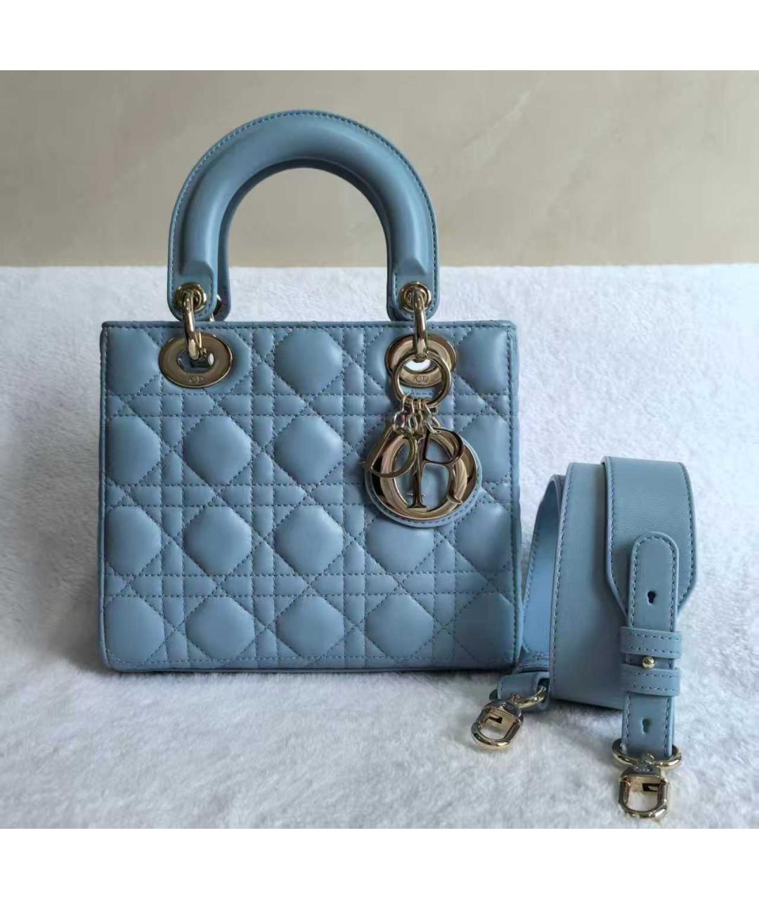 CHRISTIAN DIOR Синяя кожаная сумка с короткими ручками, фото 2