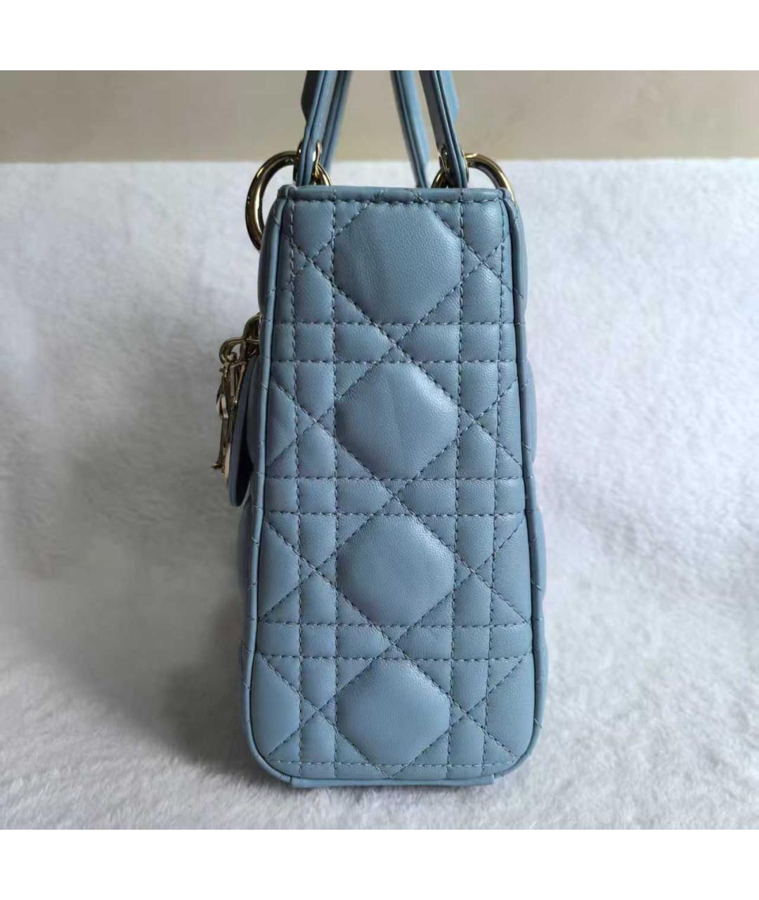 CHRISTIAN DIOR Синяя кожаная сумка с короткими ручками, фото 5