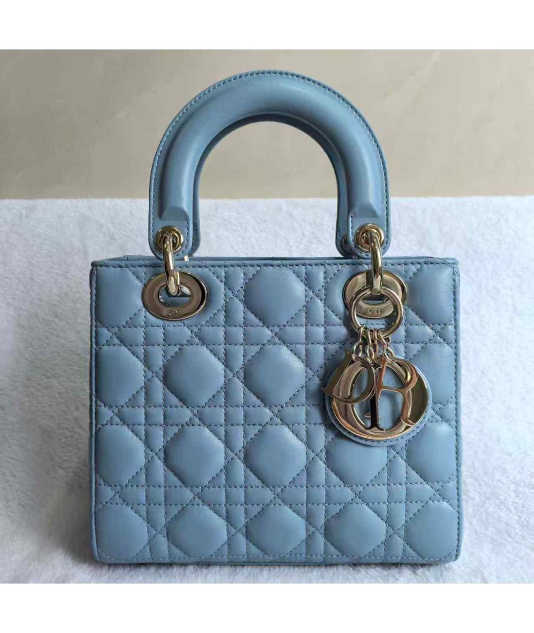 CHRISTIAN DIOR Синяя кожаная сумка с короткими ручками, фото 3