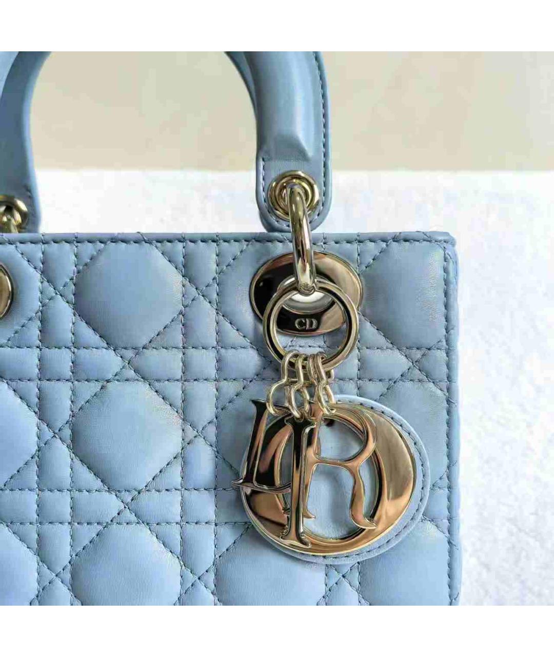 CHRISTIAN DIOR Синяя кожаная сумка с короткими ручками, фото 6