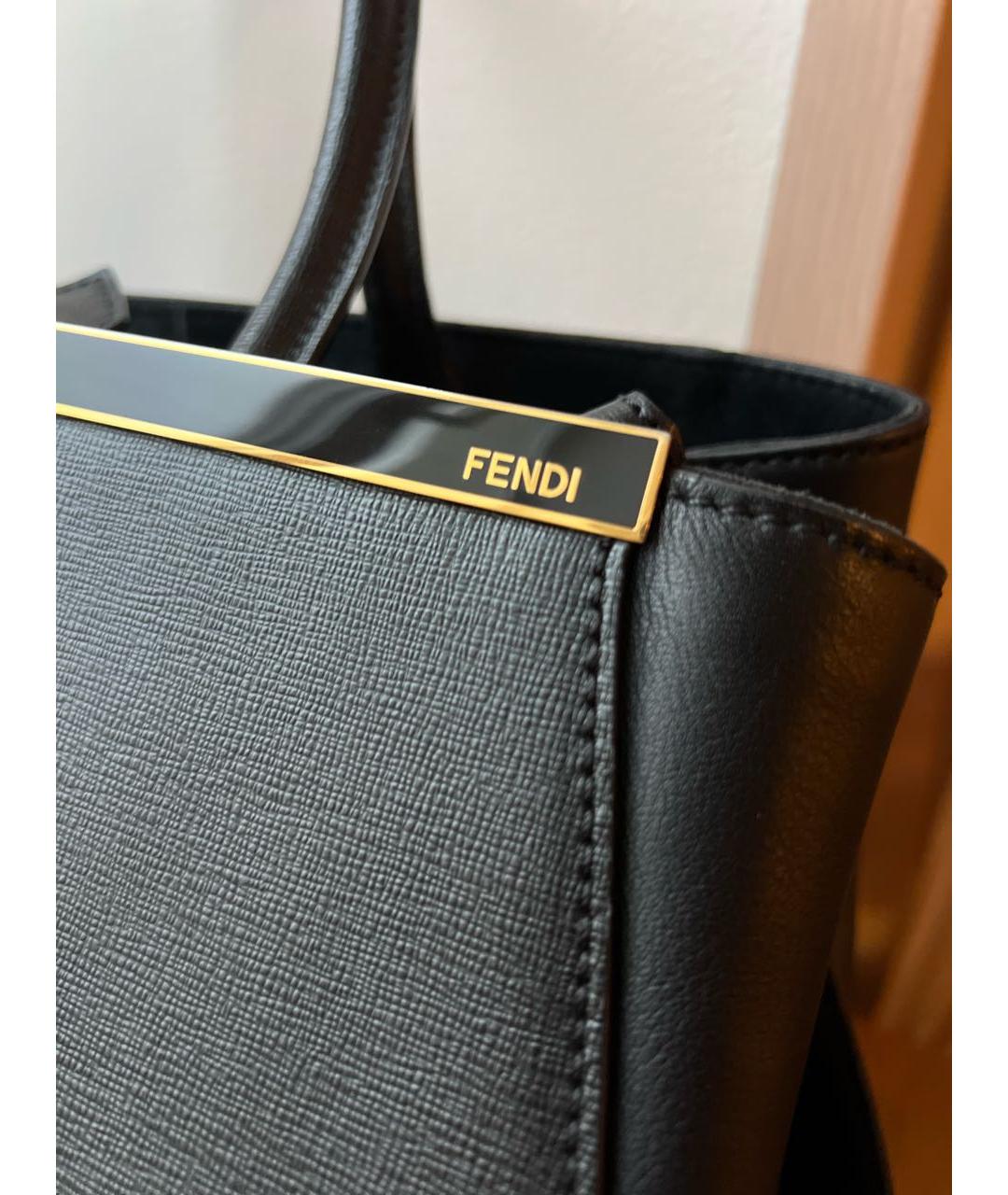 FENDI Черная кожаная сумка тоут, фото 3