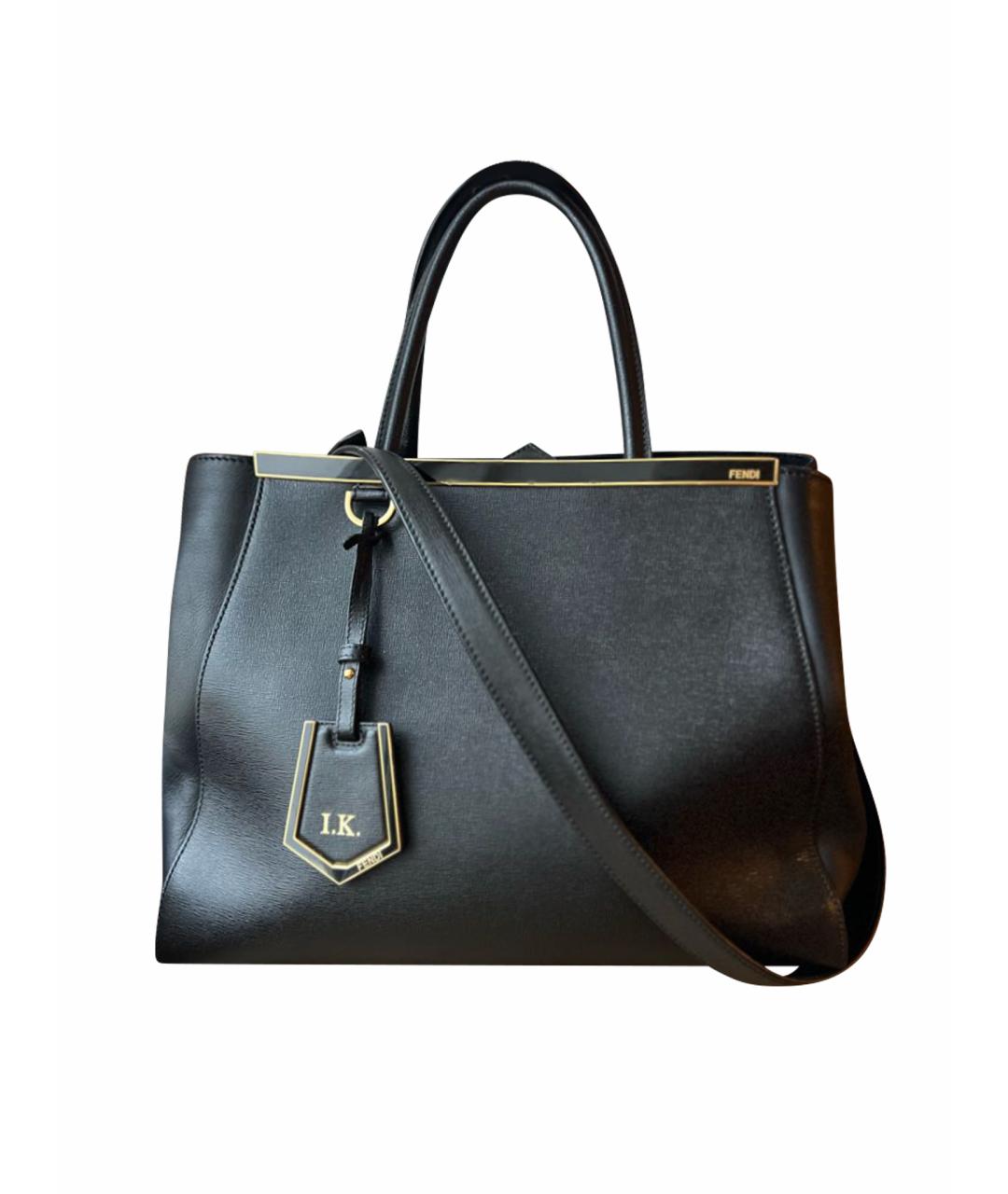 FENDI Черная кожаная сумка тоут, фото 1