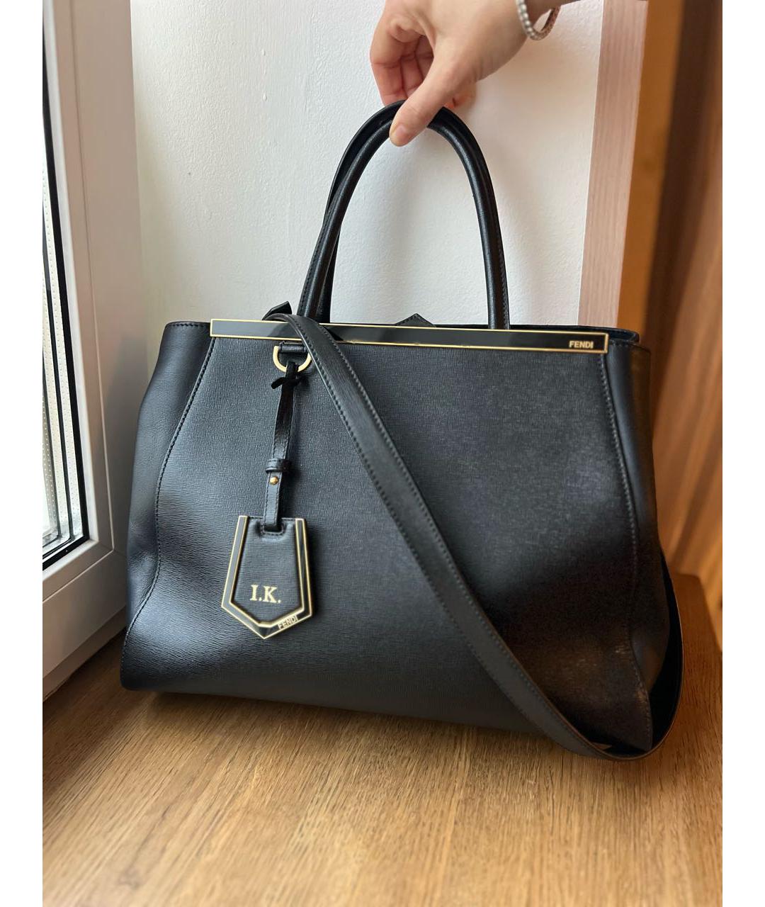 FENDI Черная кожаная сумка тоут, фото 9