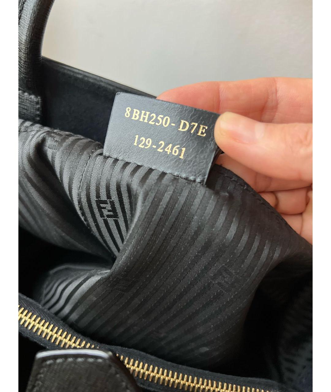FENDI Черная кожаная сумка тоут, фото 8