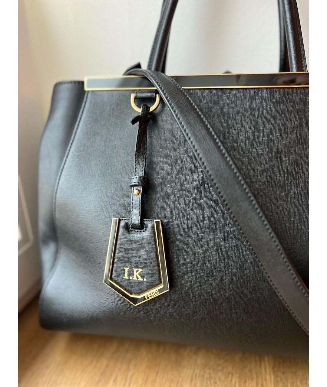 FENDI Черная кожаная сумка тоут, фото 2