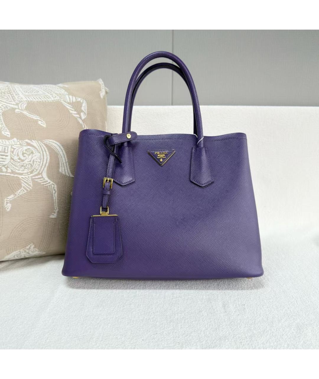 PRADA Фиолетовая кожаная сумка тоут, фото 4