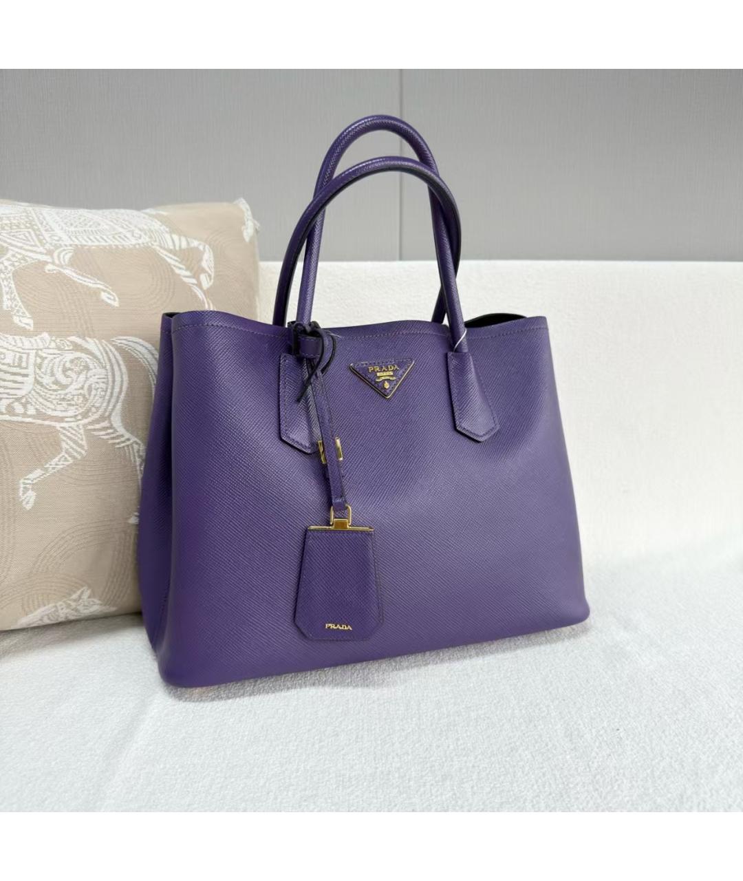 PRADA Фиолетовая кожаная сумка тоут, фото 5