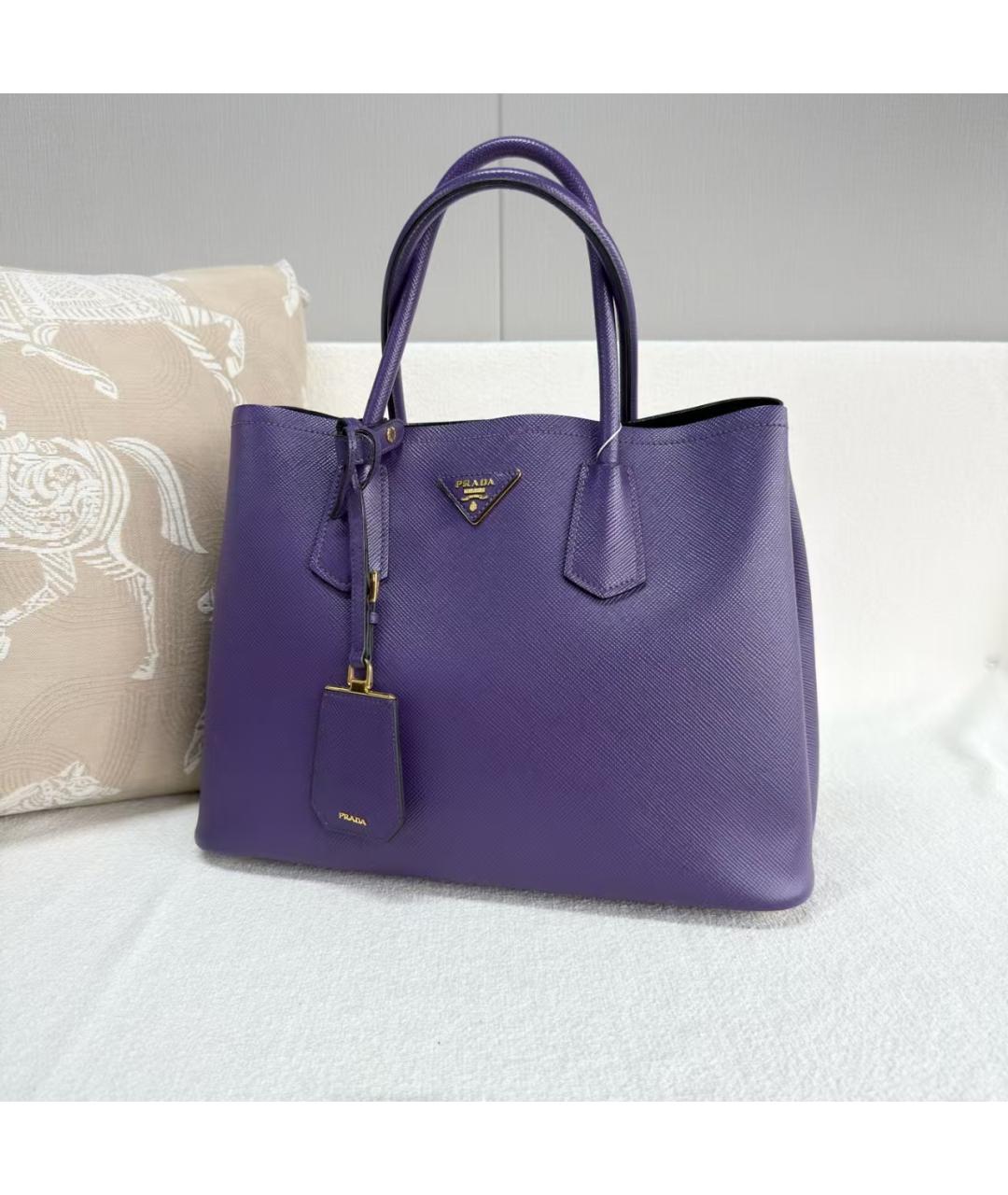 PRADA Фиолетовая кожаная сумка тоут, фото 7