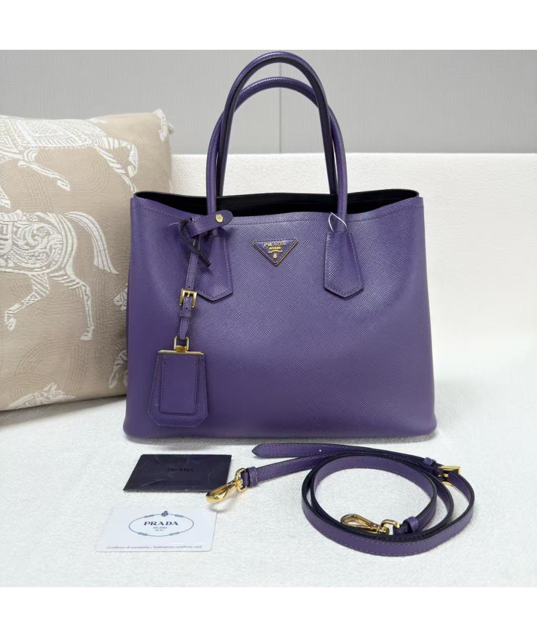 PRADA Фиолетовая кожаная сумка тоут, фото 2