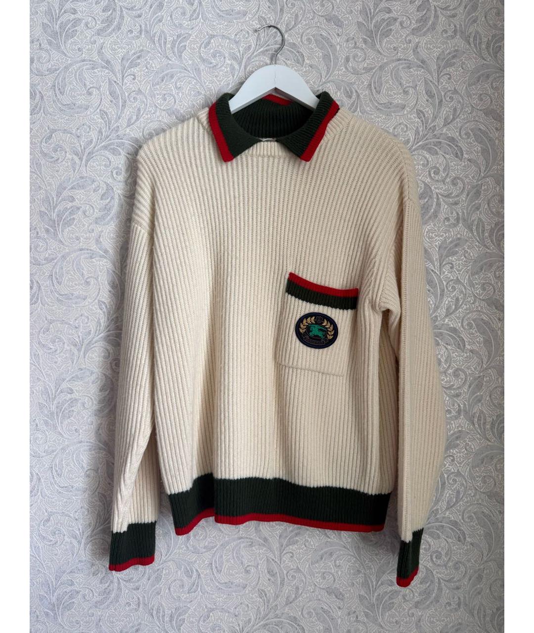 BURBERRY Белый шерстяной джемпер / свитер, фото 2