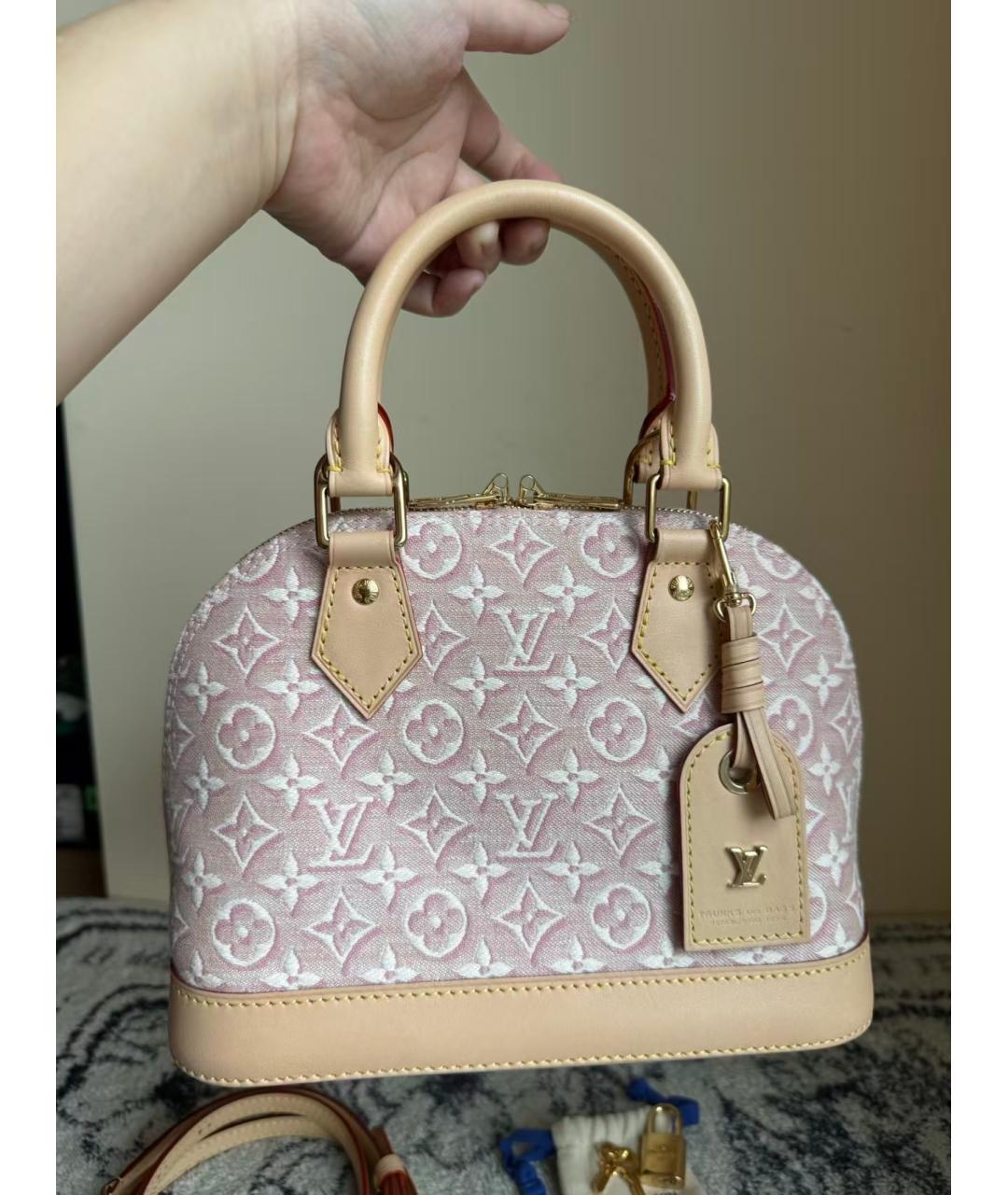 LOUIS VUITTON Розовая сумка с короткими ручками из канвы, фото 3