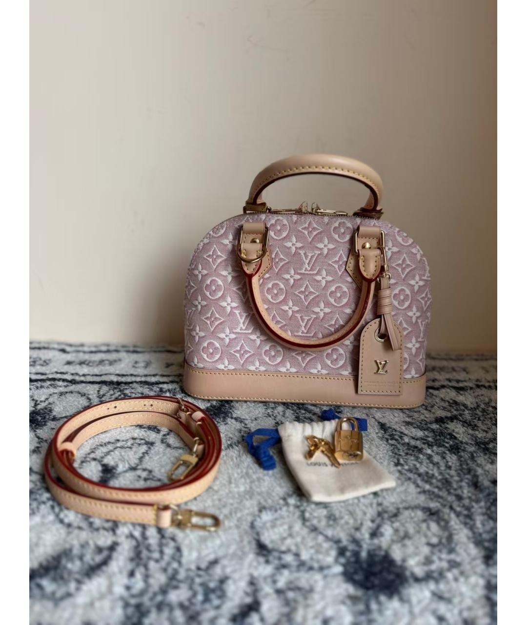 LOUIS VUITTON Розовая сумка с короткими ручками из канвы, фото 2