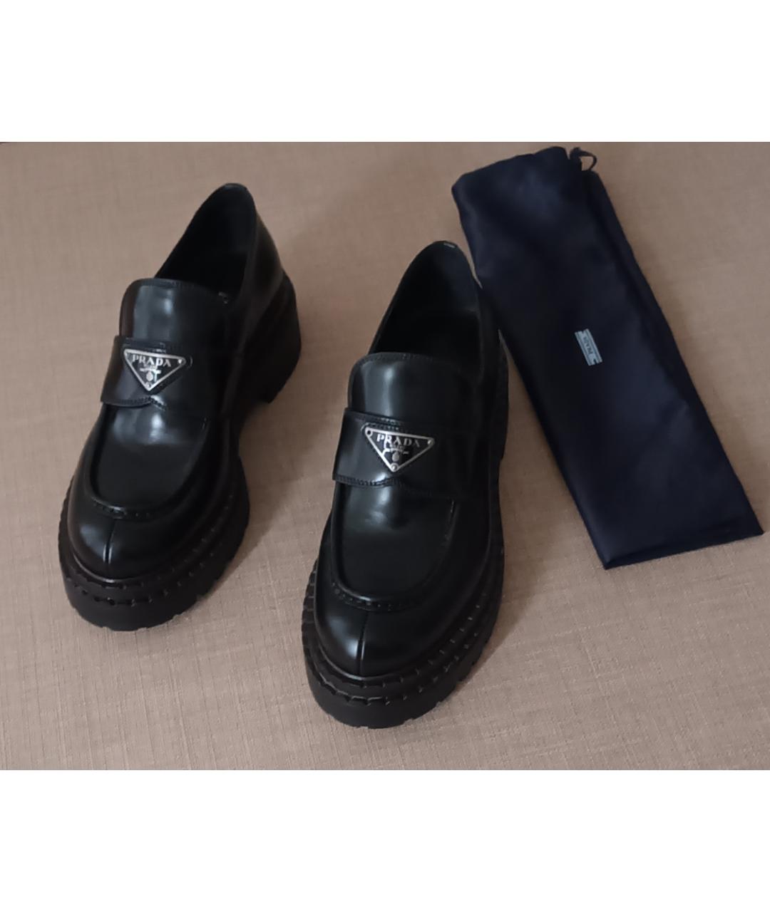 PRADA Черные кожаные лоферы, фото 2