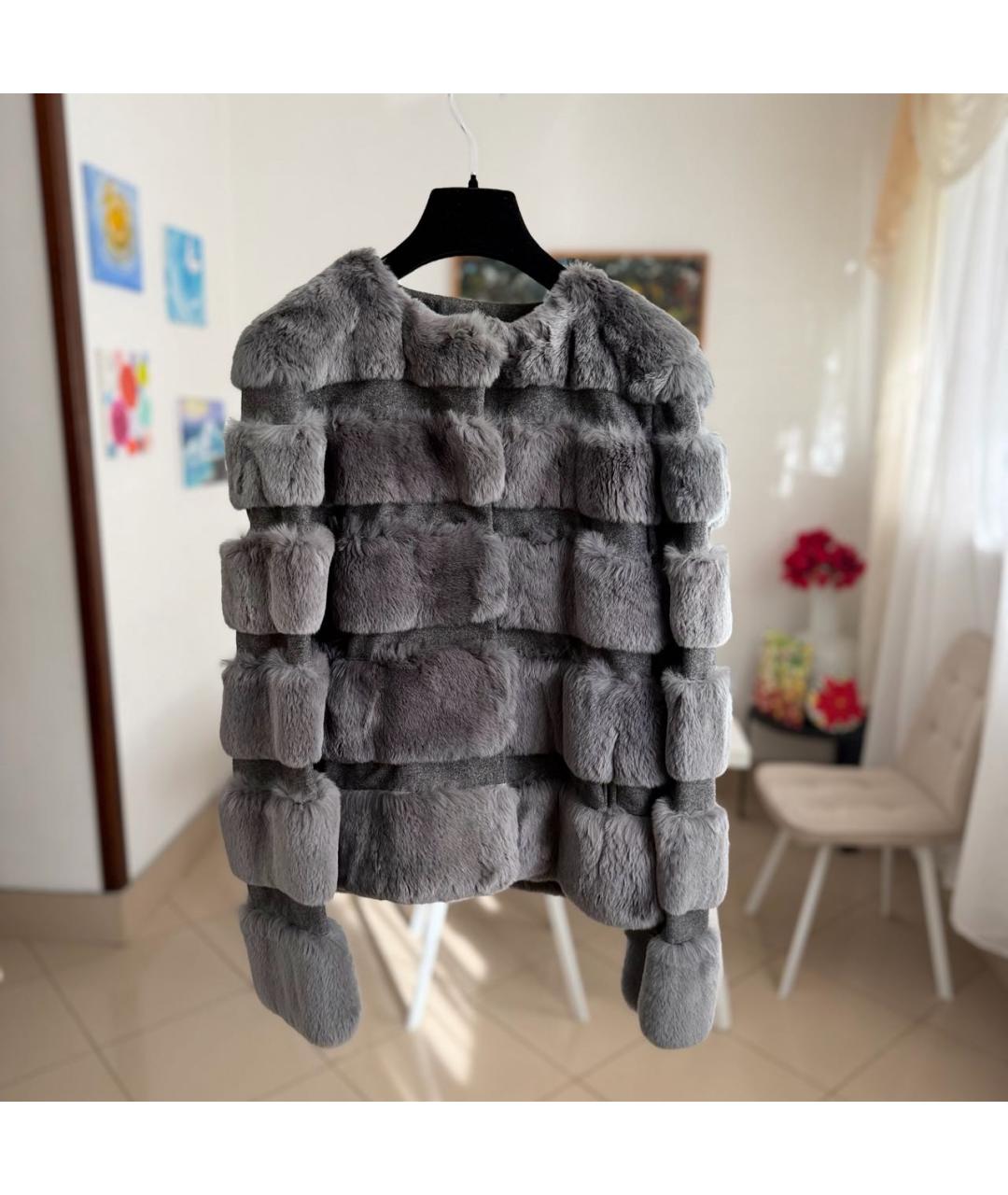 RED VALENTINO Серая меховая куртка, фото 2