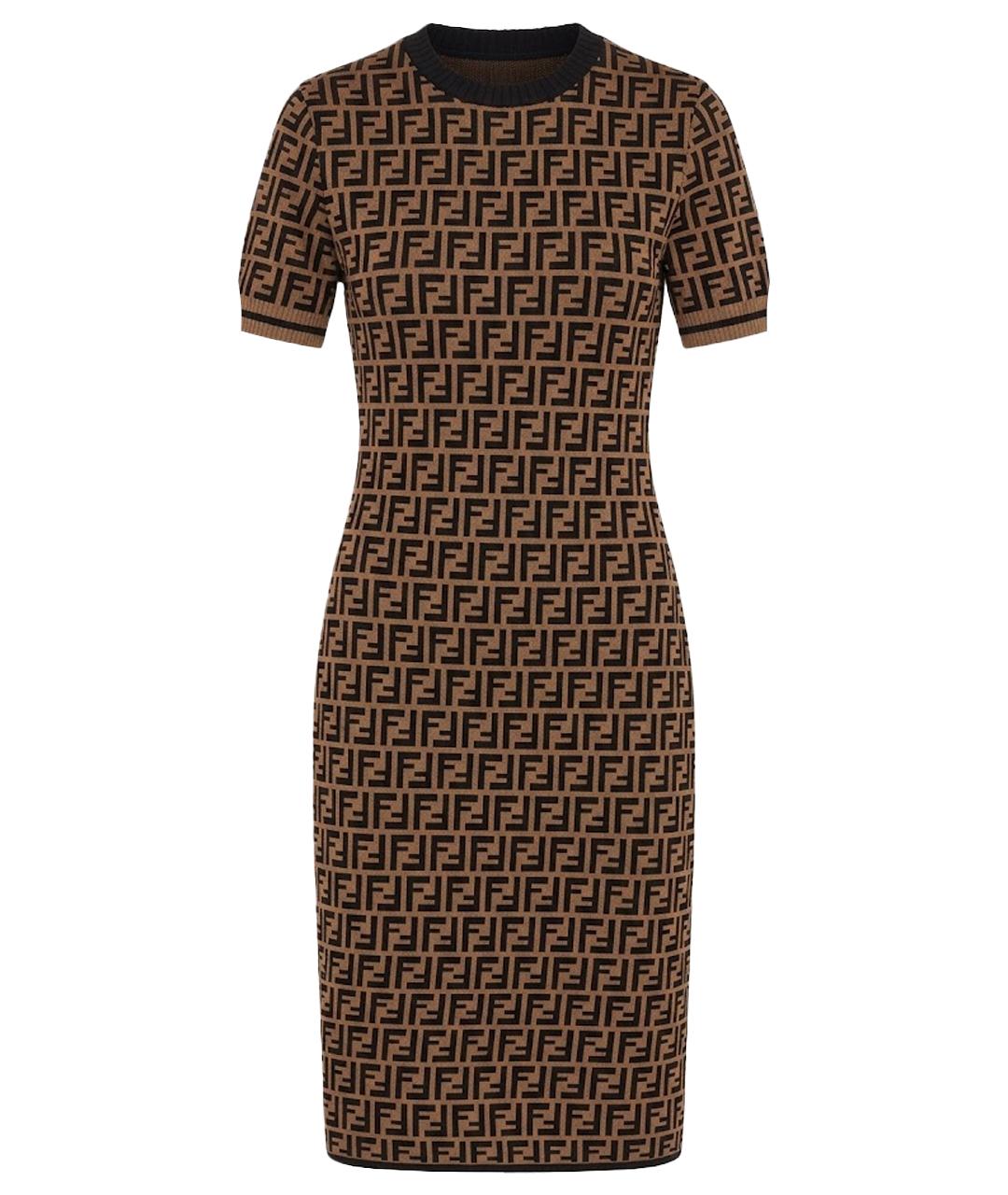 FENDI Коричневое повседневное платье, фото 1