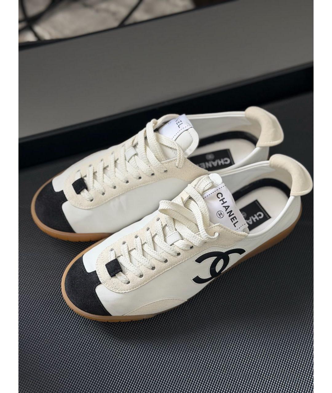 CHANEL Белые кожаные кеды, фото 5