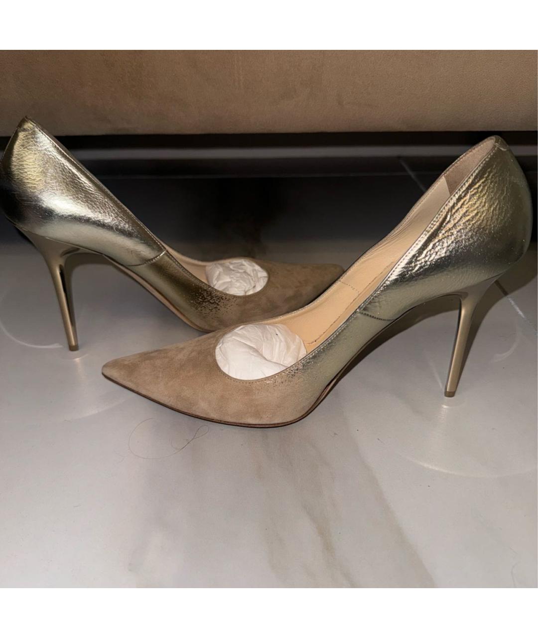 JIMMY CHOO Бежевые замшевые туфли, фото 6