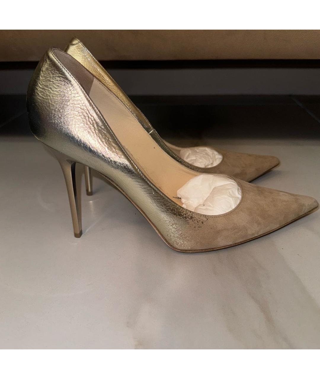 JIMMY CHOO Бежевые замшевые туфли, фото 8