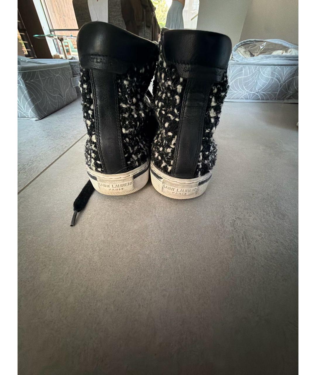 SAINT LAURENT Черные текстильные кеды, фото 4