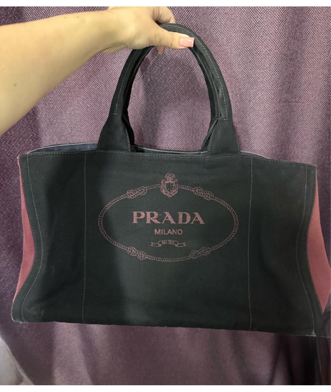 PRADA Черная деним сумка тоут, фото 9