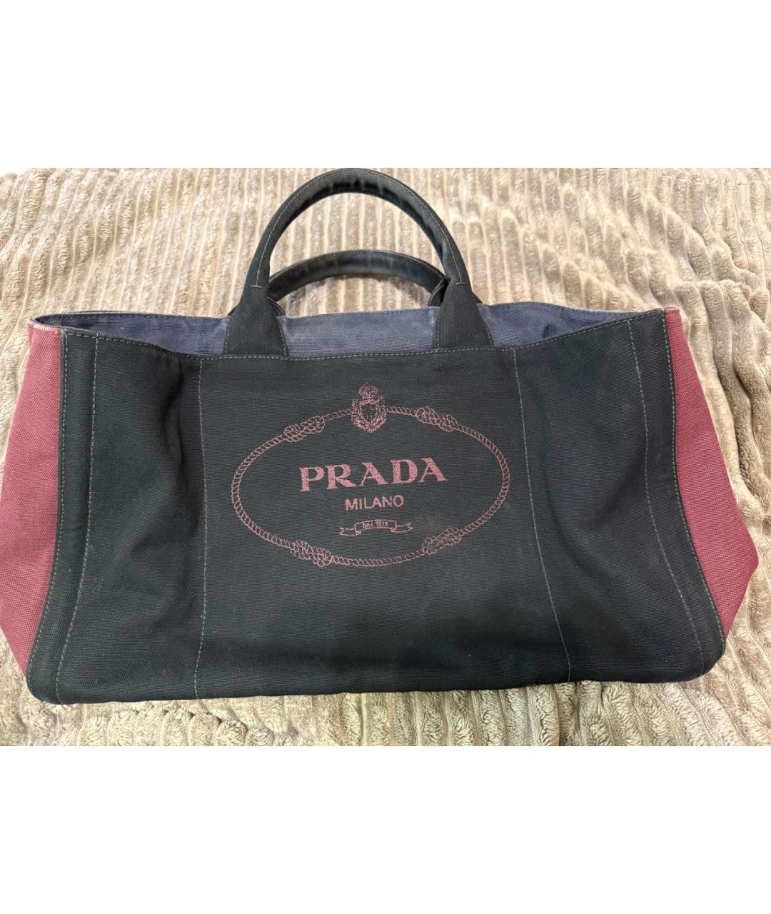 PRADA Черная деним сумка тоут, фото 7