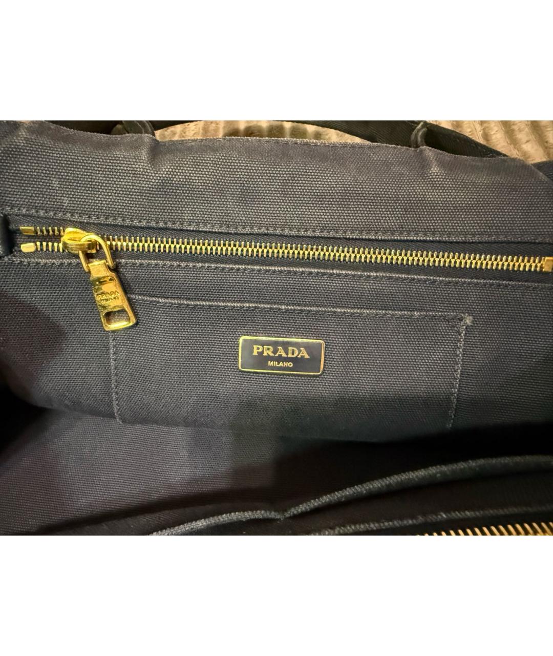 PRADA Черная деним сумка тоут, фото 4