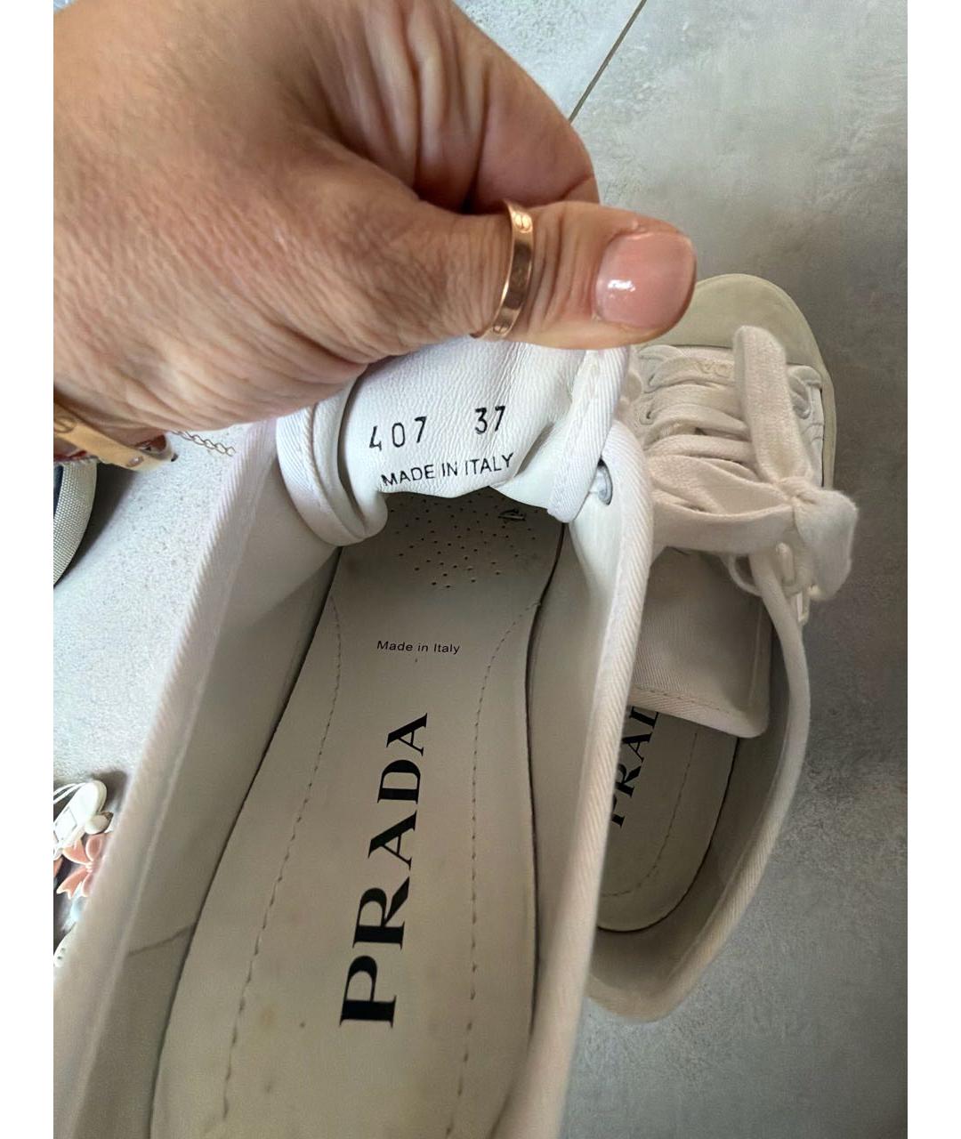 PRADA Белые текстильные кеды, фото 5