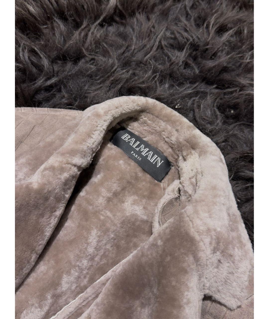 BALMAIN Бежевая меховая дубленка, фото 3