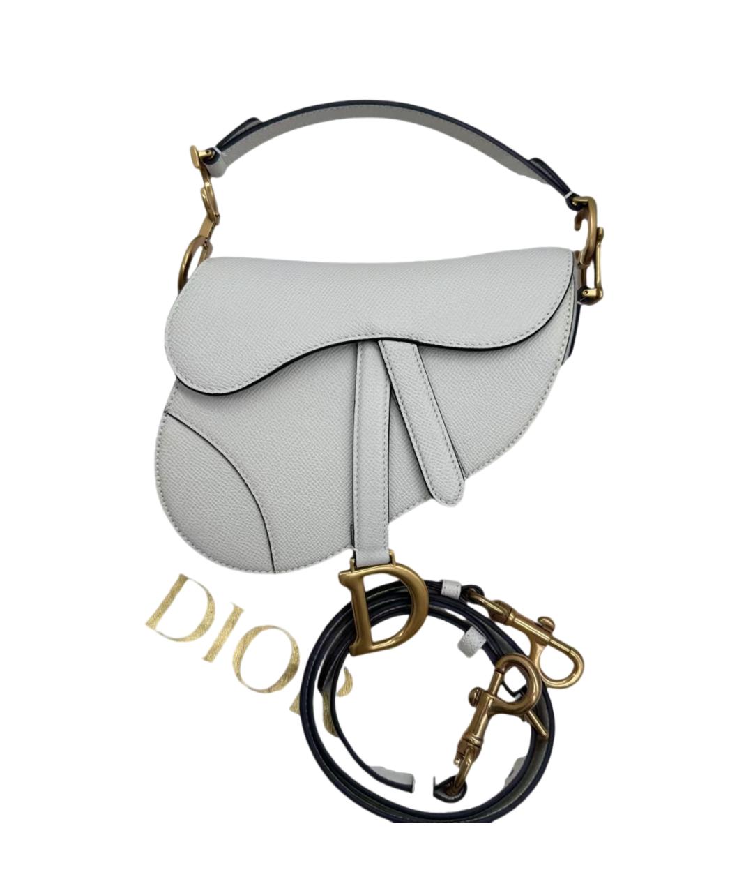 CHRISTIAN DIOR Белая кожаная сумка с короткими ручками, фото 7