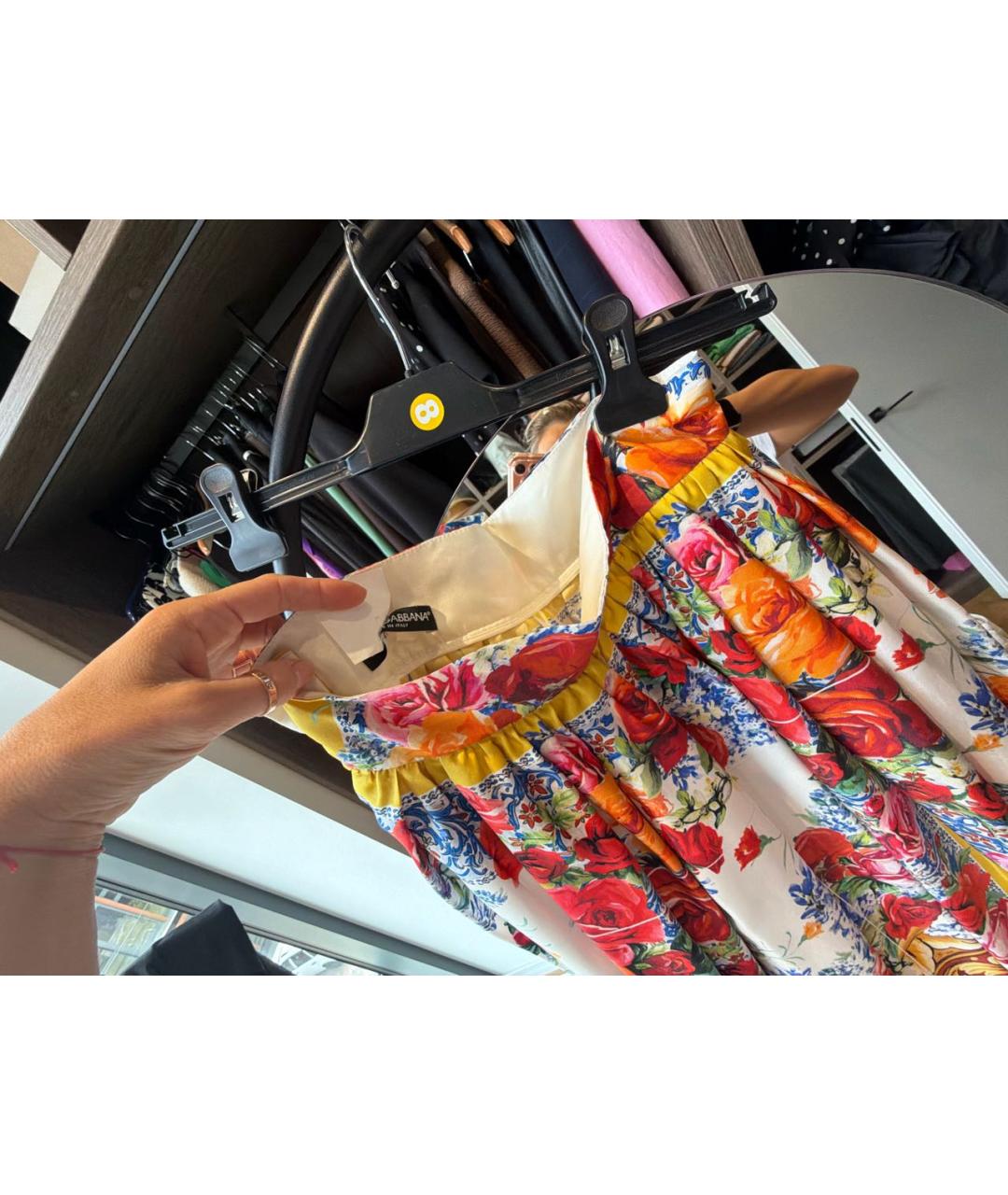 DOLCE&GABBANA Мульти атласная юбка миди, фото 3
