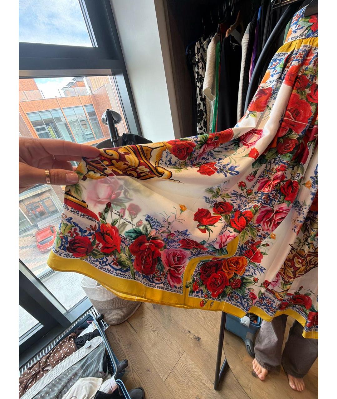 DOLCE&GABBANA Мульти атласная юбка миди, фото 5