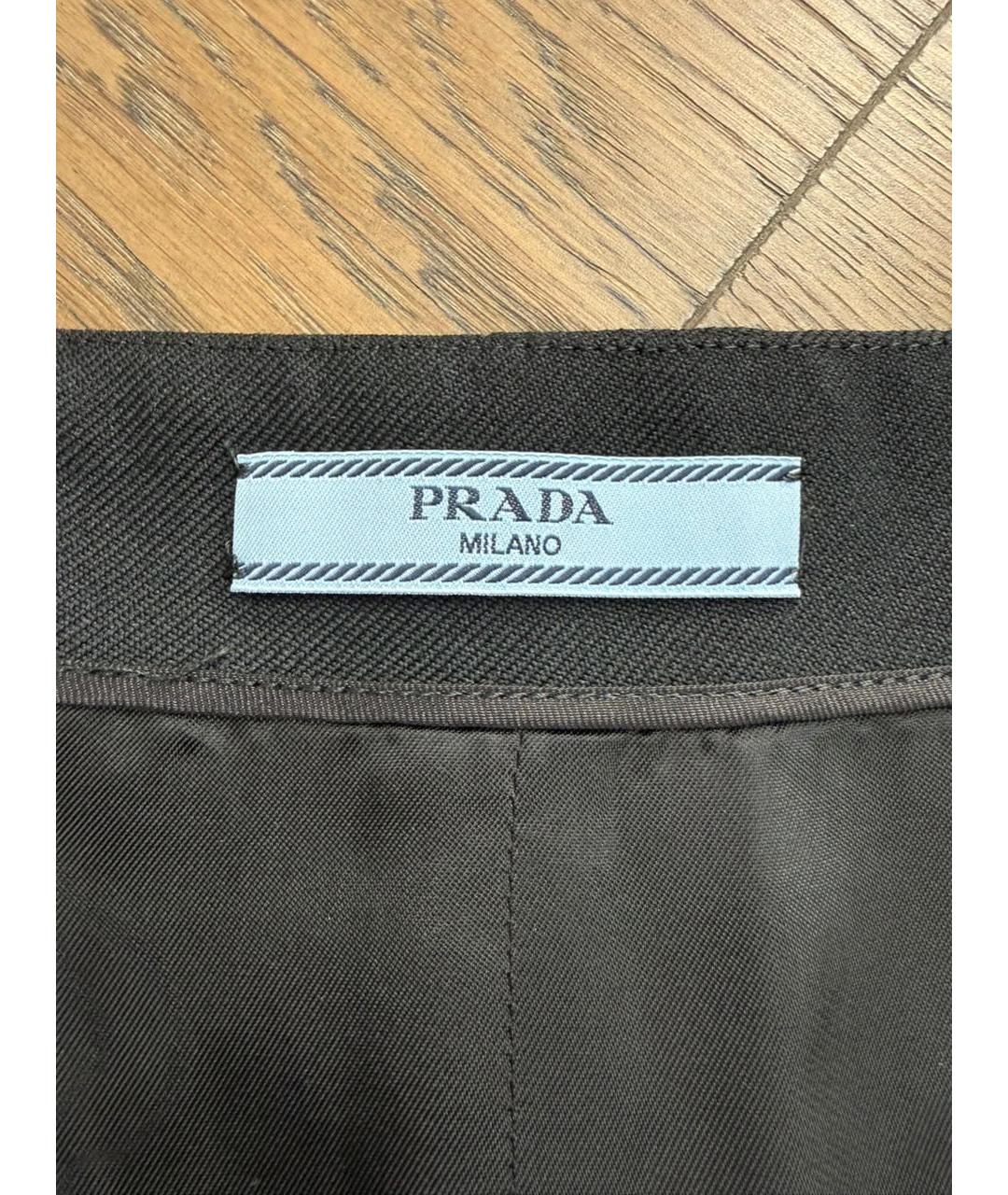 PRADA Черная шерстяная юбка миди, фото 2