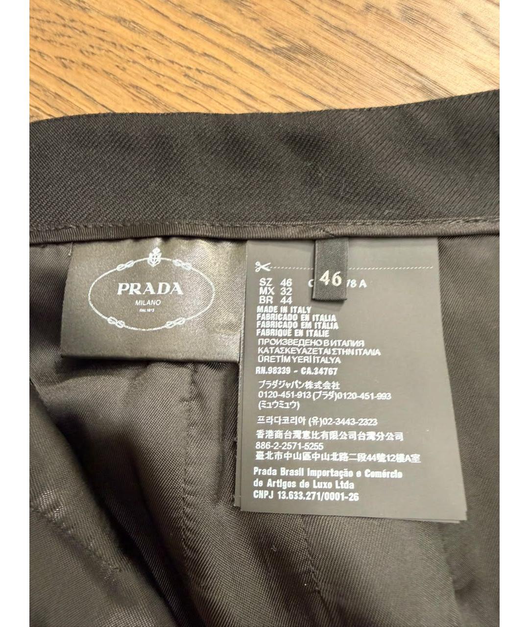 PRADA Черная шерстяная юбка миди, фото 4