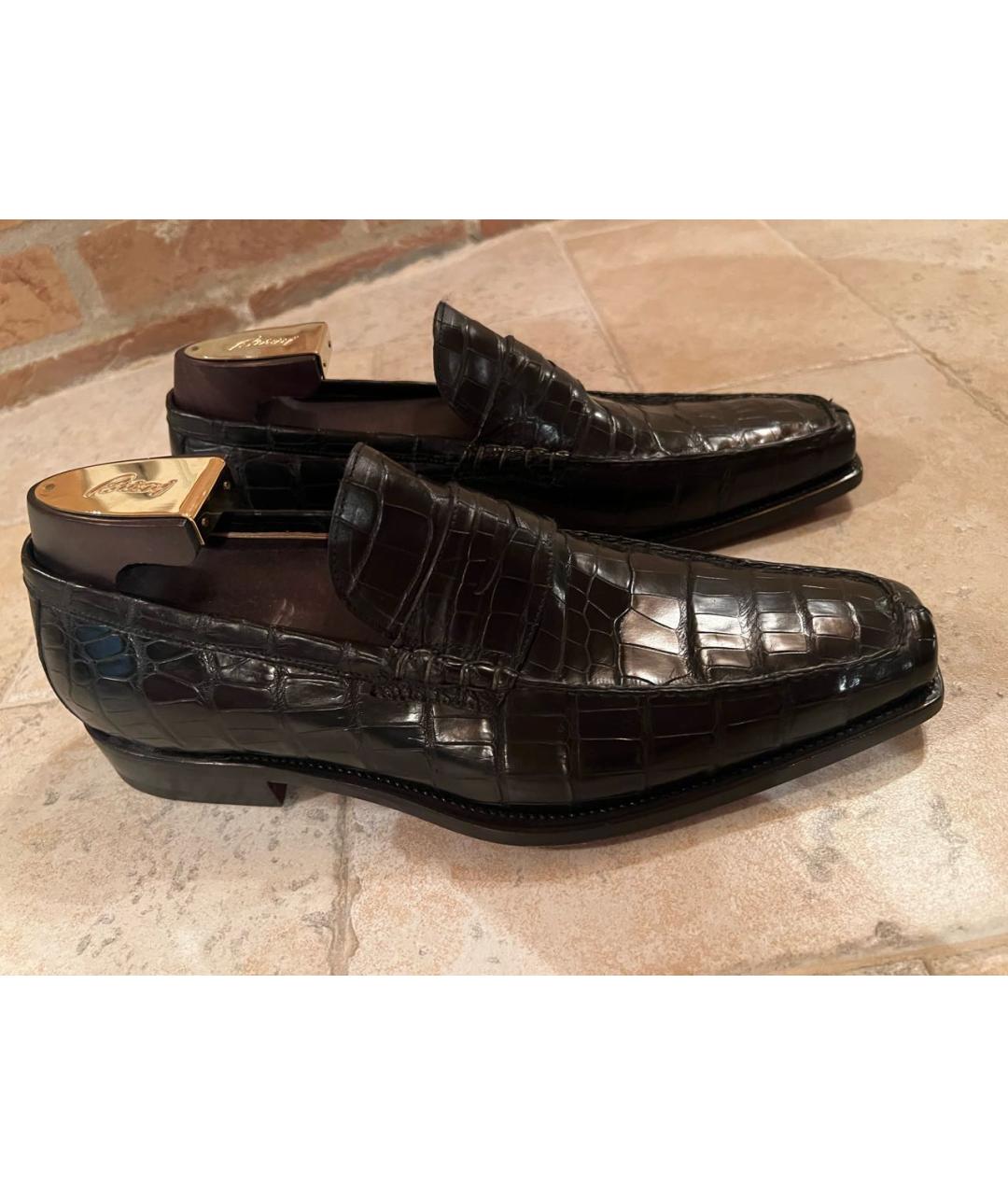 BRIONI Черные туфли из кожи крокодила, фото 5