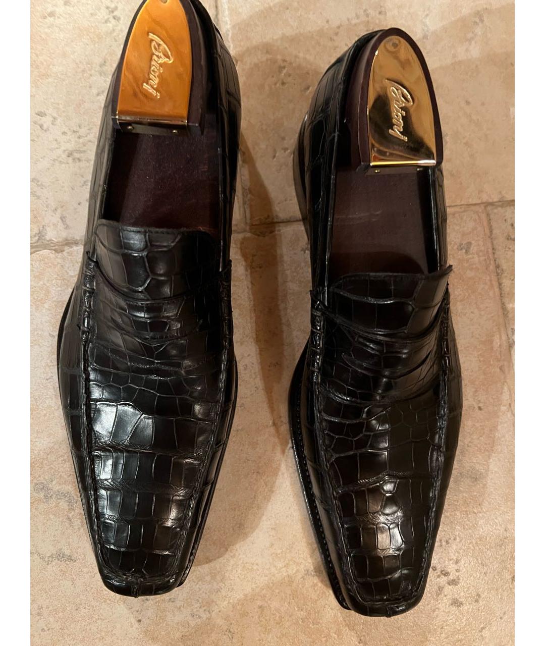 BRIONI Черные туфли из кожи крокодила, фото 3