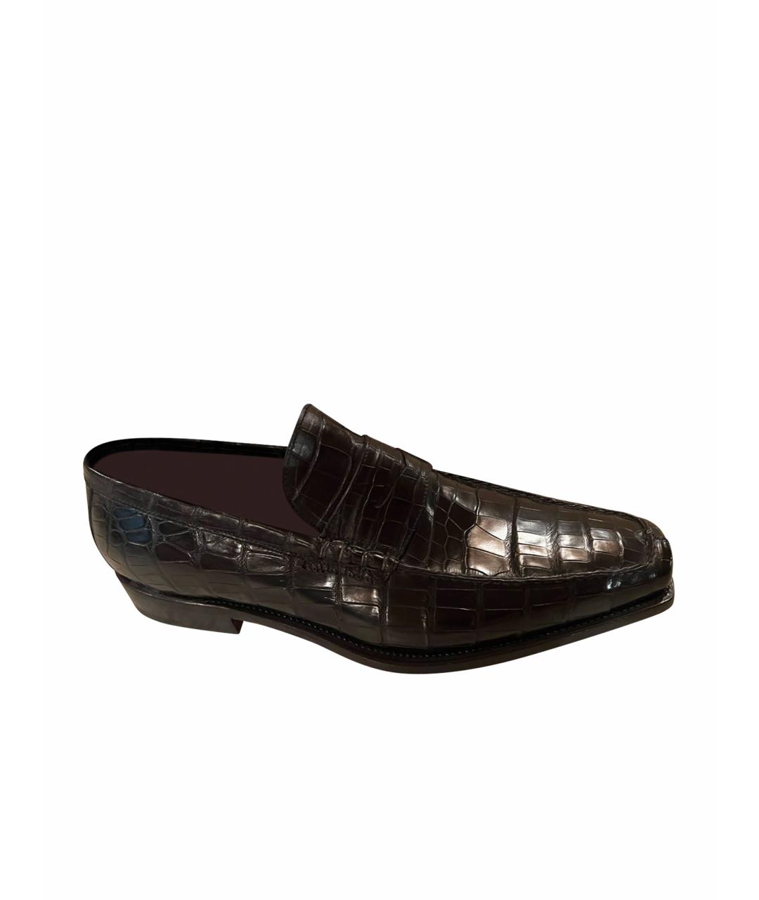 BRIONI Черные туфли из кожи крокодила, фото 1