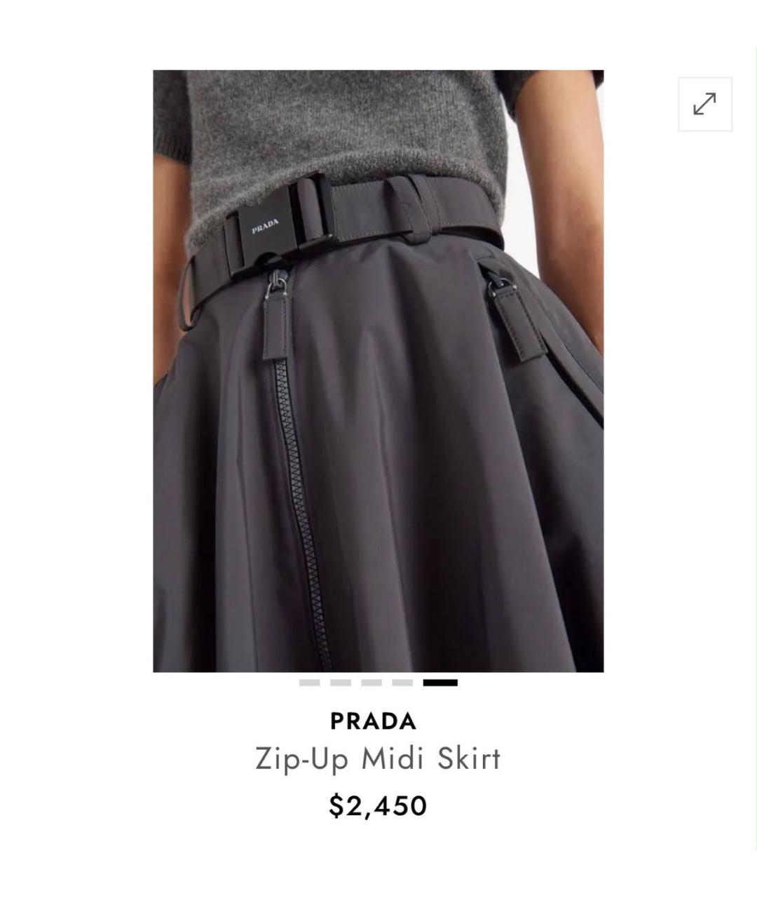 PRADA Черная полиэстеровая юбка миди, фото 6