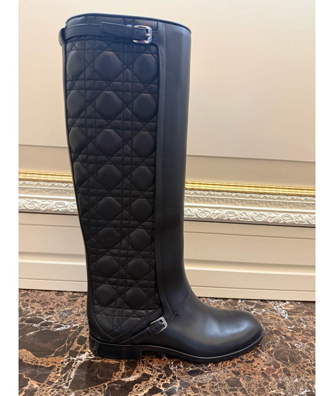 CHRISTIAN DIOR Черные кожаные сапоги, фото 5
