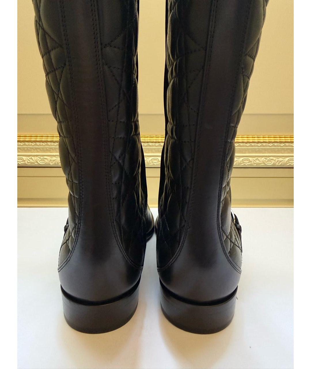 CHRISTIAN DIOR Черные кожаные сапоги, фото 4