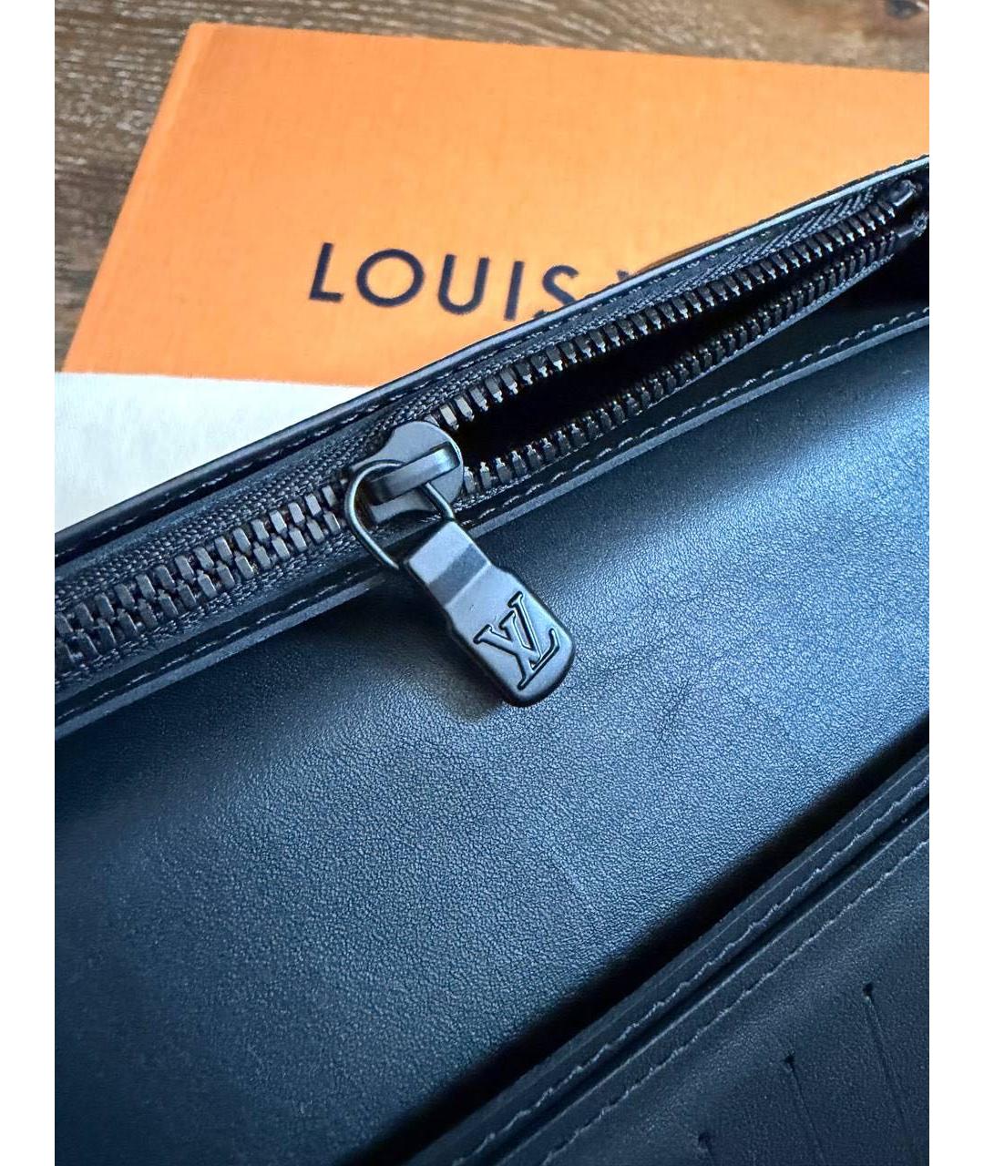 LOUIS VUITTON Черный кожаный кошелек, фото 2
