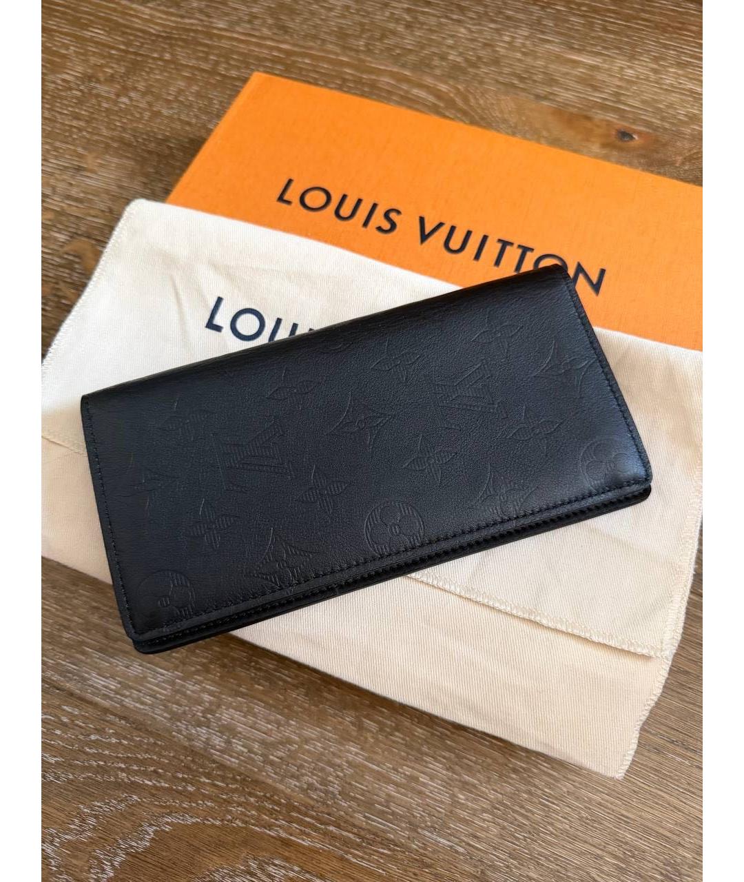LOUIS VUITTON Черный кожаный кошелек, фото 3