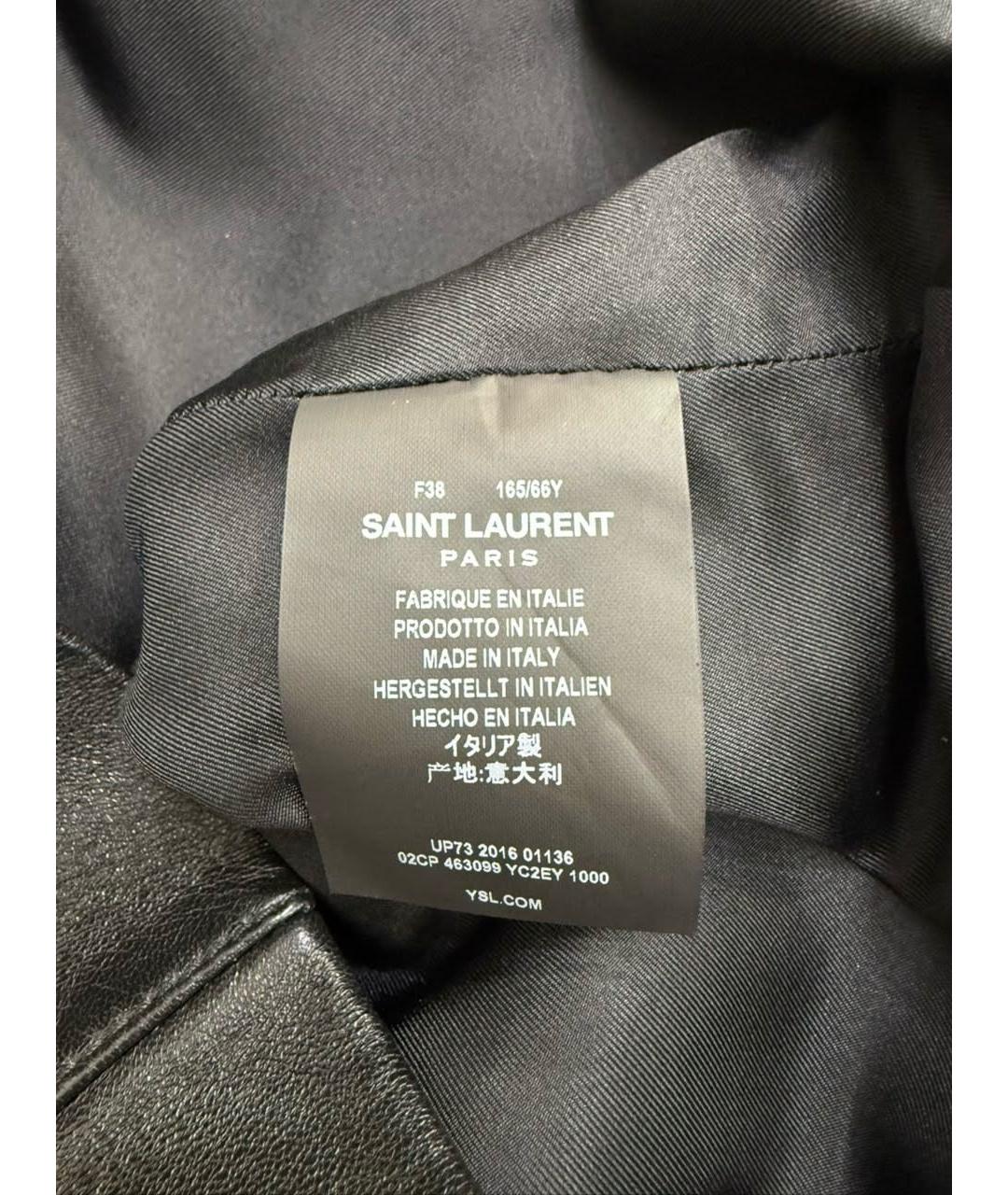 SAINT LAURENT Черная кожаная юбка мини, фото 3