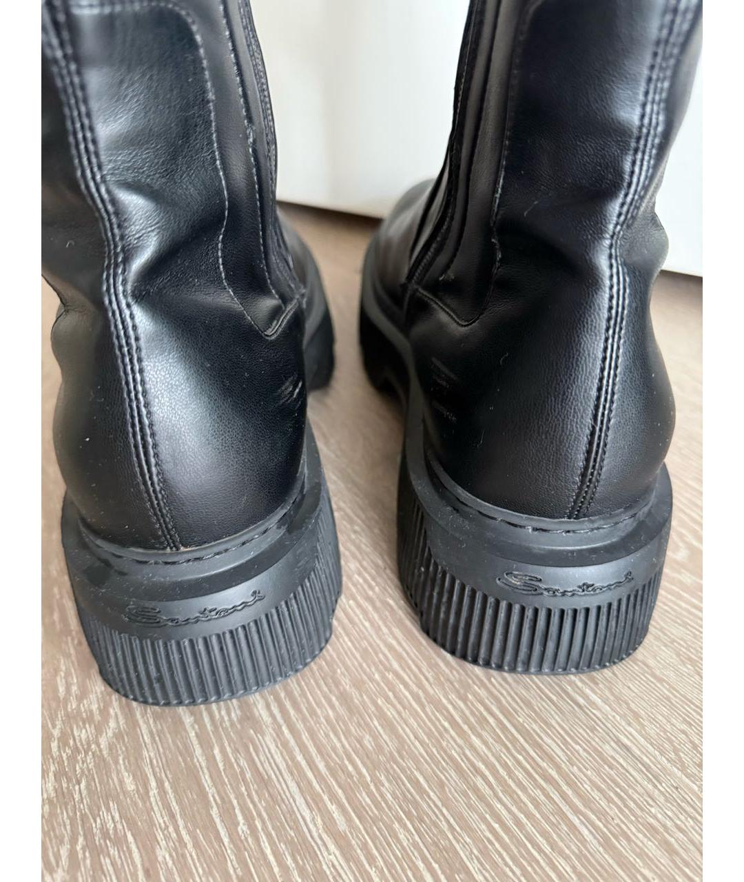 SANTONI Черные кожаные ботфорты, фото 5