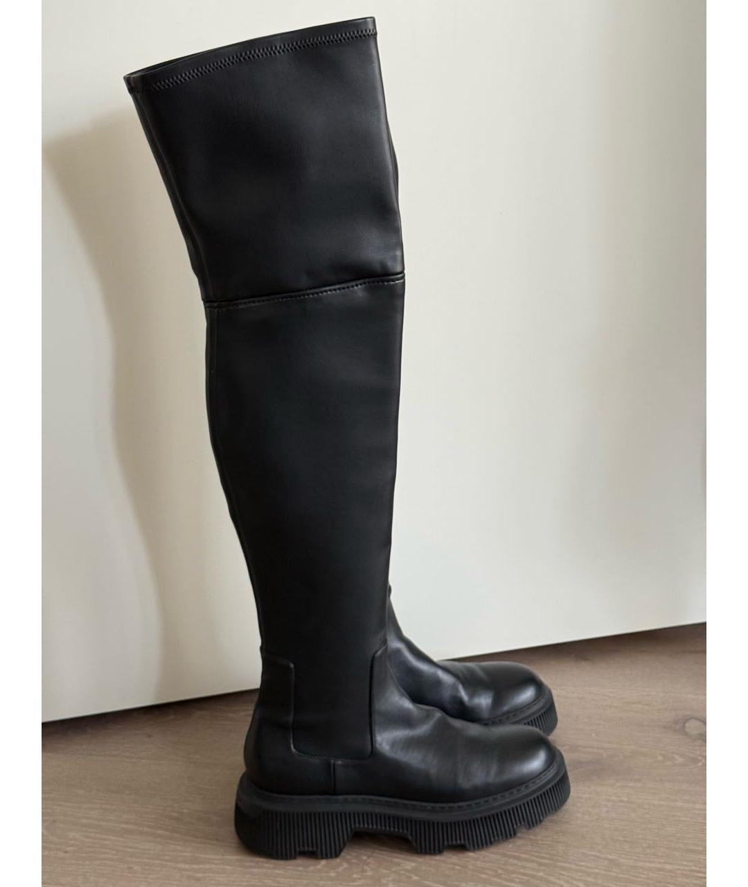 SANTONI Черные кожаные ботфорты, фото 6