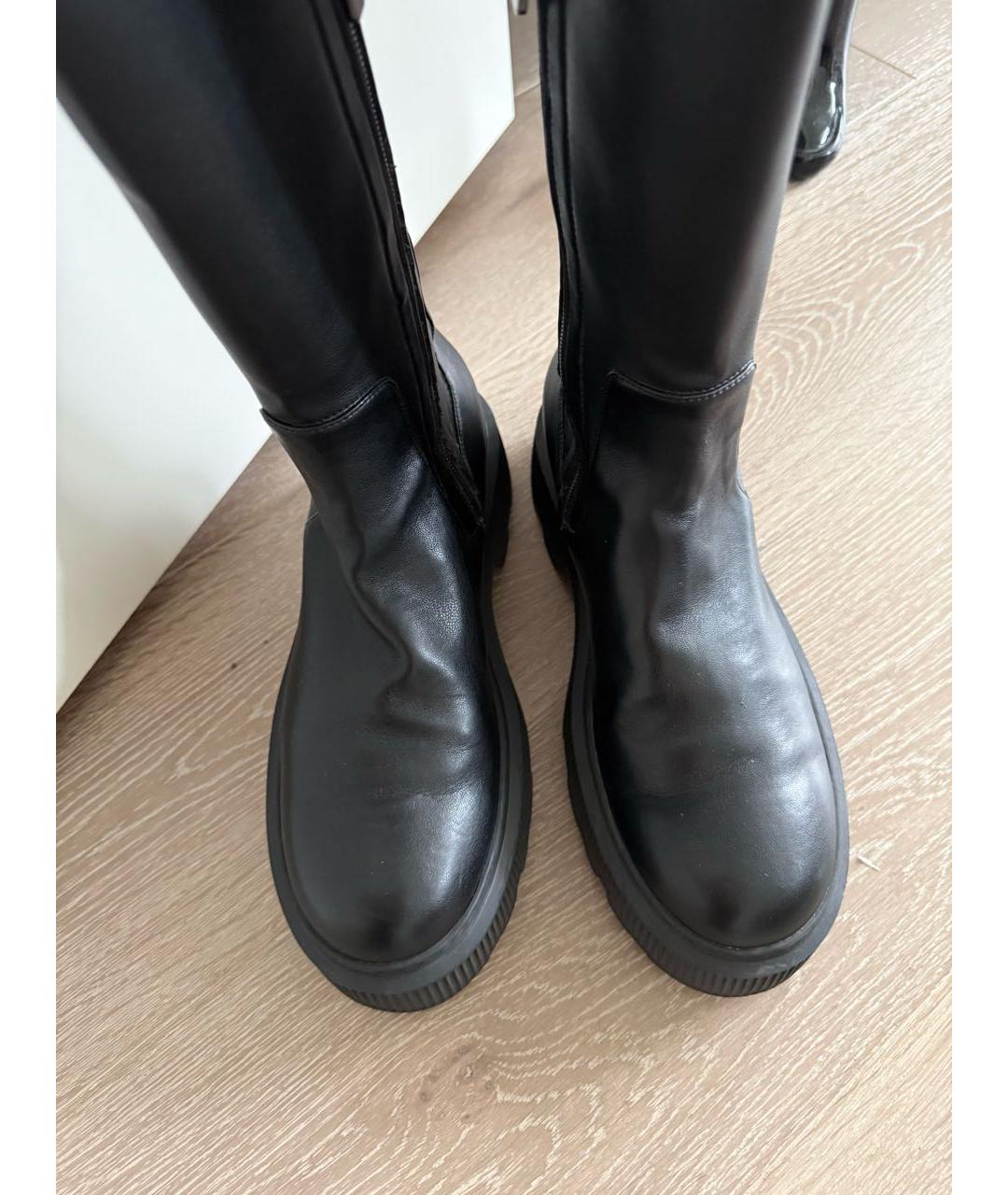 SANTONI Черные кожаные ботфорты, фото 3